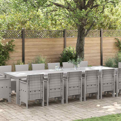 Set da Pranzo per Giardino 15 pcs Grigio chiaro Rattan Polt