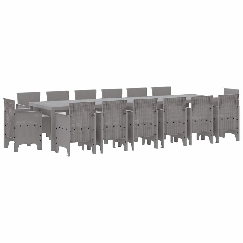 Set da Pranzo per Giardino 15 pcs Grigio chiaro Rattan Polt