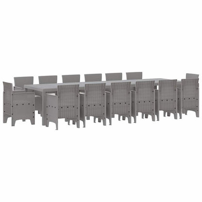 Set da Pranzo per Giardino 15 pcs Grigio chiaro Rattan Polt