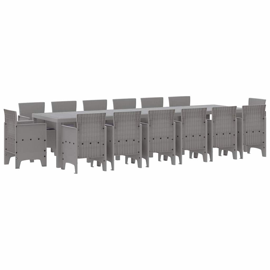 Set da Pranzo per Giardino 15 pcs Grigio chiaro Rattan Polt