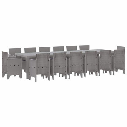 Set da Pranzo per Giardino 15 pcs Grigio chiaro Rattan Polt