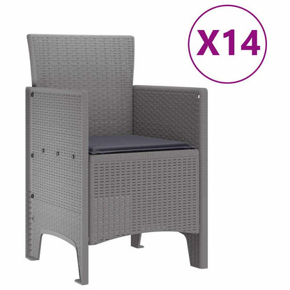 Set da Pranzo per Giardino 15 pcs Grigio chiaro Rattan Polt