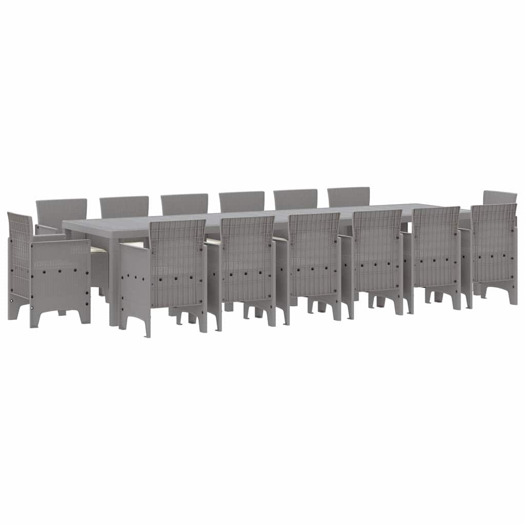 Set da Pranzo per Giardino 15 pcs Grigio chiaro Rattan Polt