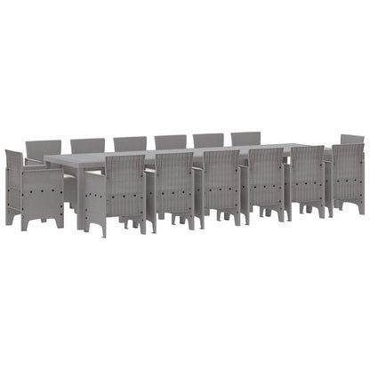Set da Pranzo per Giardino 15 pcs Grigio chiaro Rattan Polt