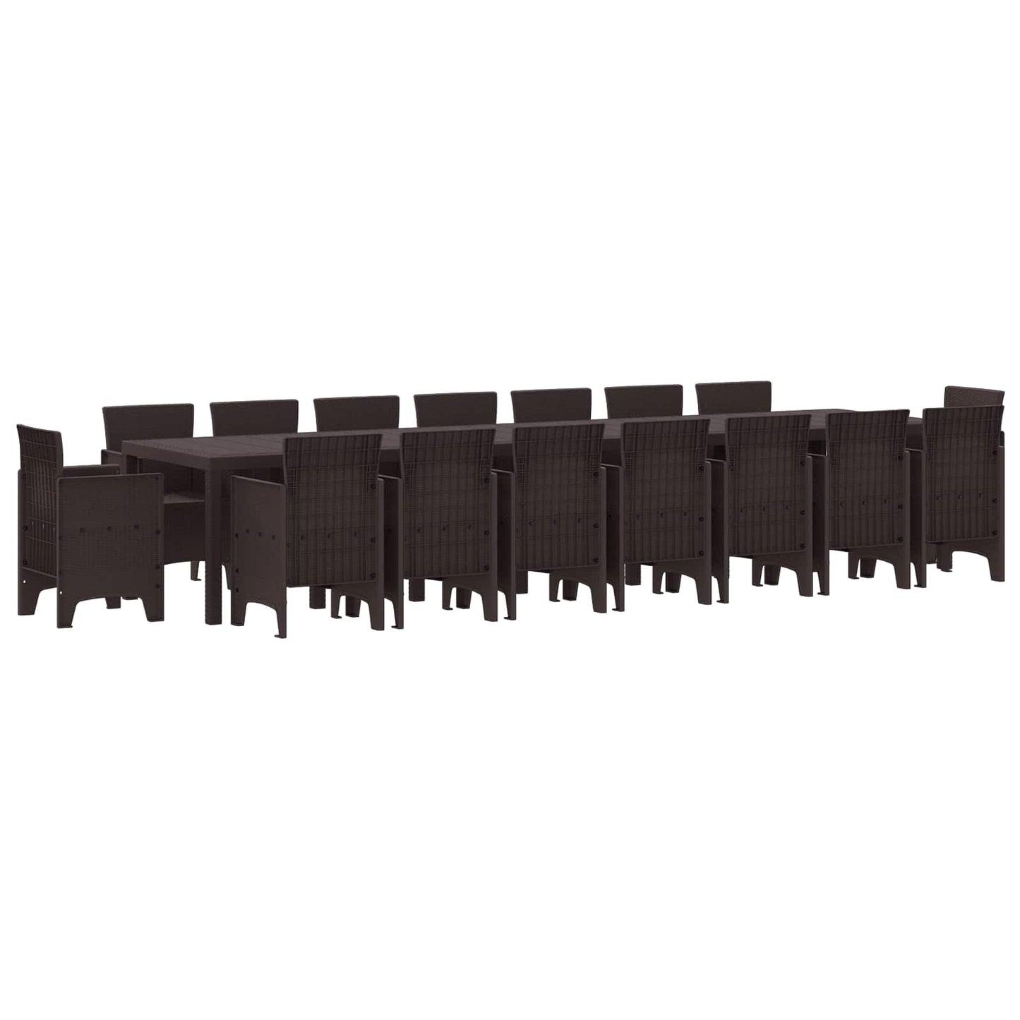 Set da pranzo da giardino con cuscini 17 pcs Marrone PP