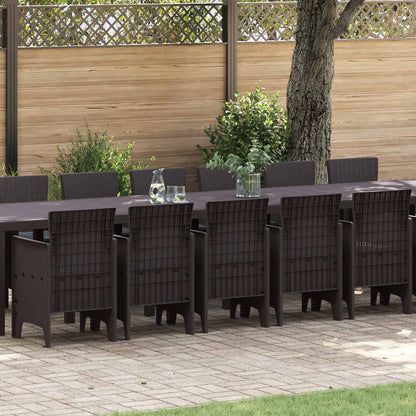Set da pranzo da giardino con cuscini 17 pcs Marrone PP