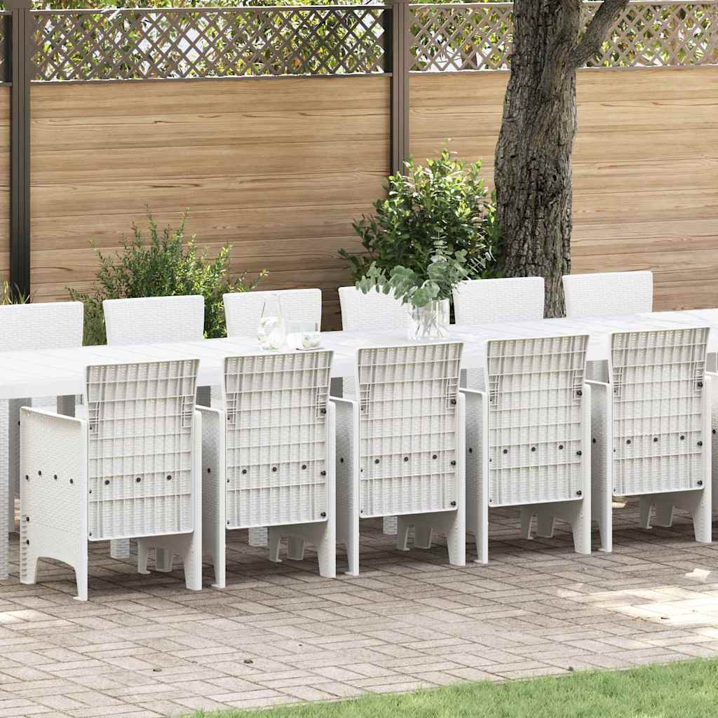 Set da pranzo da giardino con cuscini 17 pcs Bianco PP