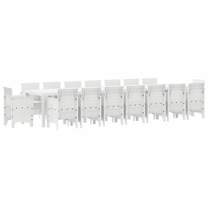 Set da pranzo da giardino con cuscini 17 pcs Bianco PP