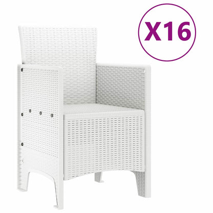 Set da pranzo da giardino con cuscini 17 pcs Bianco PP