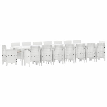 Set da pranzo da giardino con cuscini 17 pcs Bianco PP