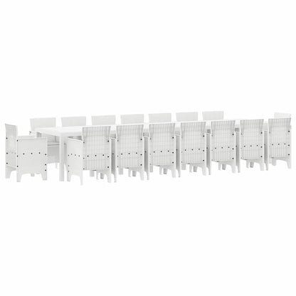 Set da pranzo da giardino con cuscini 17 pcs Bianco PP
