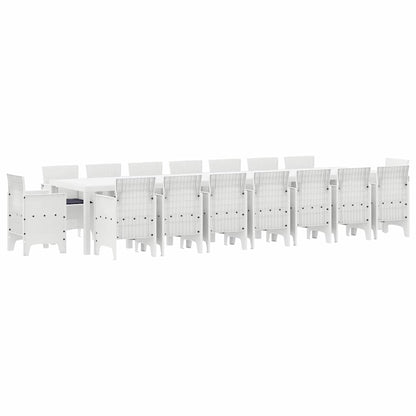 Set da pranzo da giardino con cuscini 17 pcs Bianco PP