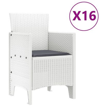 Set da pranzo da giardino con cuscini 17 pcs Bianco PP