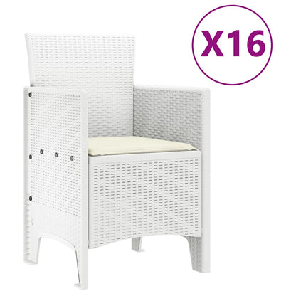 Set da pranzo da giardino con cuscini 17 pcs Bianco PP