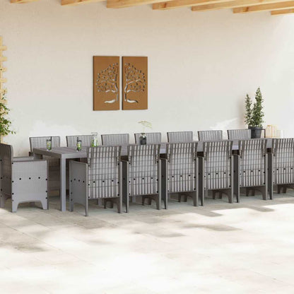 Set da pranzo da giardino con cuscini 17 pcs Grigio chiaro PP