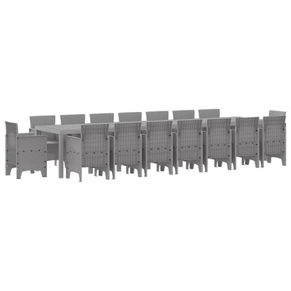 Set da pranzo da giardino con cuscini 17 pcs Grigio chiaro PP