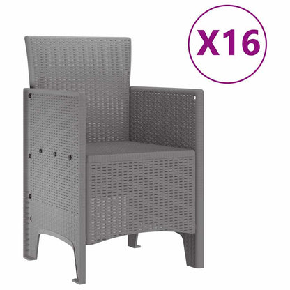 Set da pranzo da giardino con cuscini 17 pcs Grigio chiaro PP