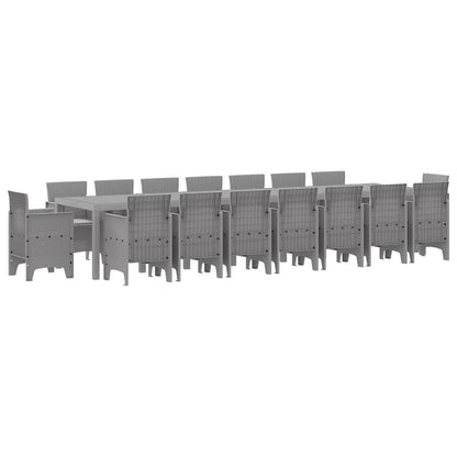 Set da pranzo da giardino con cuscini 17 pcs Grigio chiaro PP