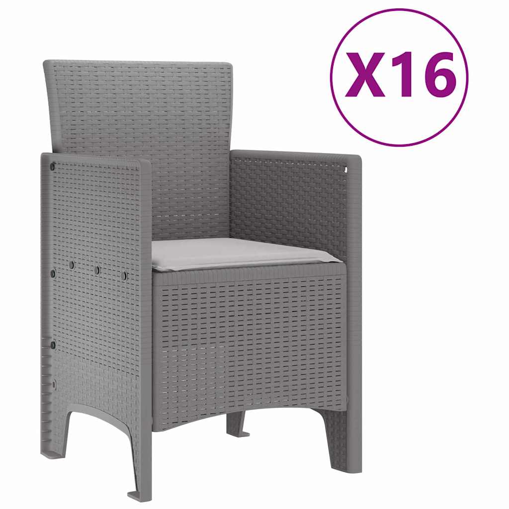 Set da pranzo da giardino con cuscini 17 pcs Grigio chiaro PP