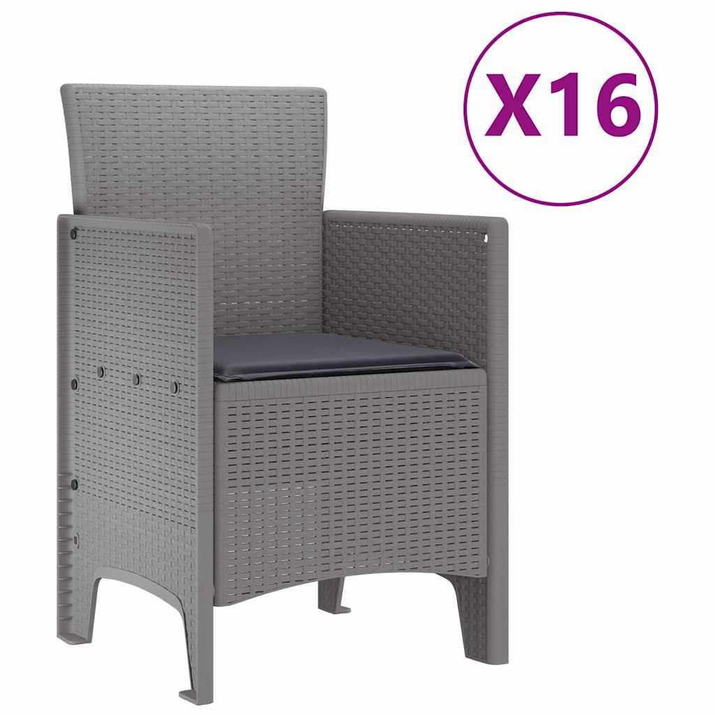Set da pranzo da giardino con cuscini 17 pcs Grigio chiaro PP