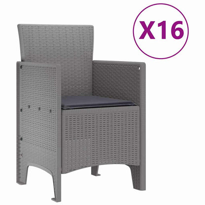 Set da pranzo da giardino con cuscini 17 pcs Grigio chiaro PP