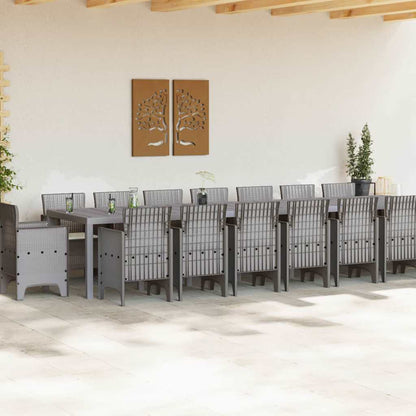 Set da pranzo da giardino con cuscini 17 pcs Grigio chiaro PP