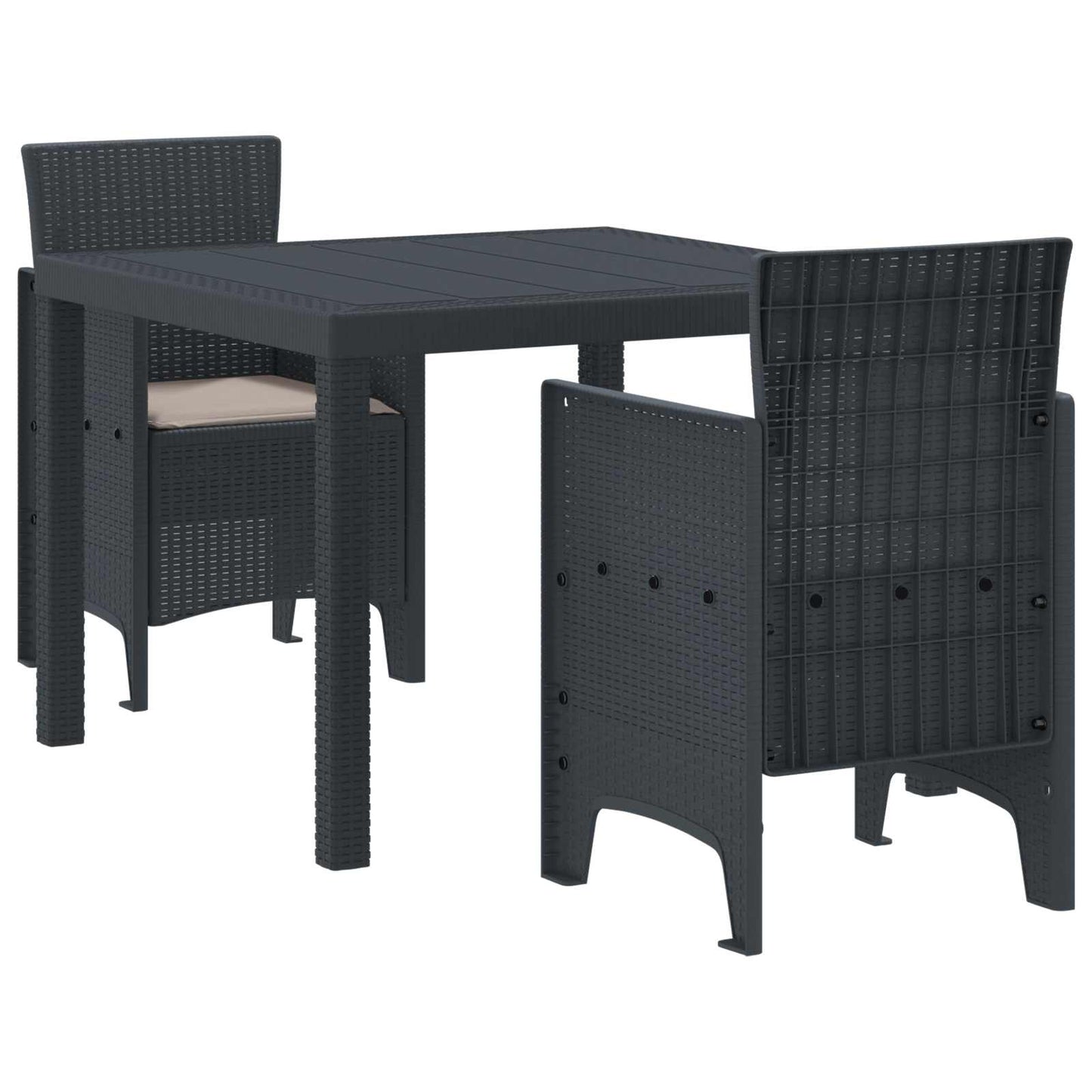 Set da Pranzo per Giardino 3 pcs Antracite Polipropilene