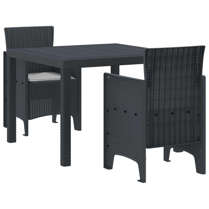 Set da Pranzo per Giardino 3 pcs Antracite Polipropilene