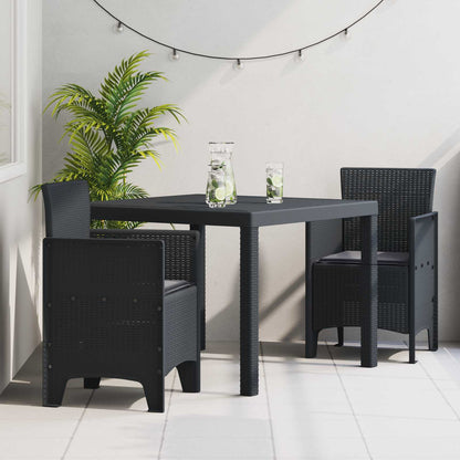Set da Pranzo per Giardino 3 pcs Antracite Polipropilene