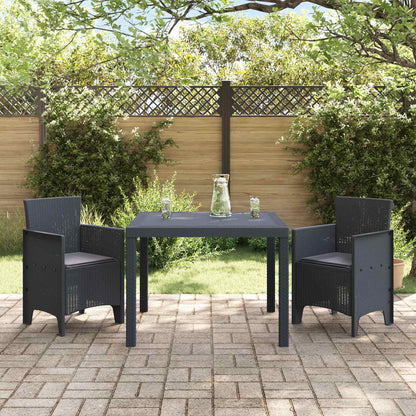Set da Pranzo per Giardino 3 pcs Antracite Polipropilene