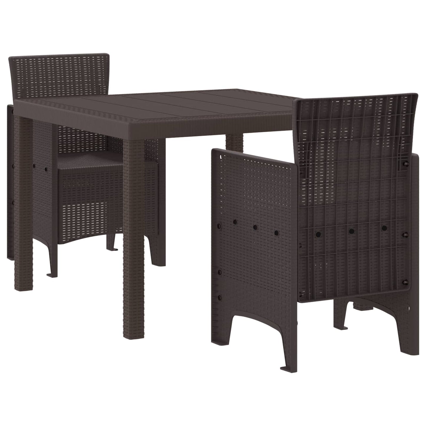 Set da Pranzo per Giardino 3 pcs Marrone Polipropilene