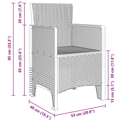 Set da Pranzo per Giardino 3 pcs Marrone Polipropilene