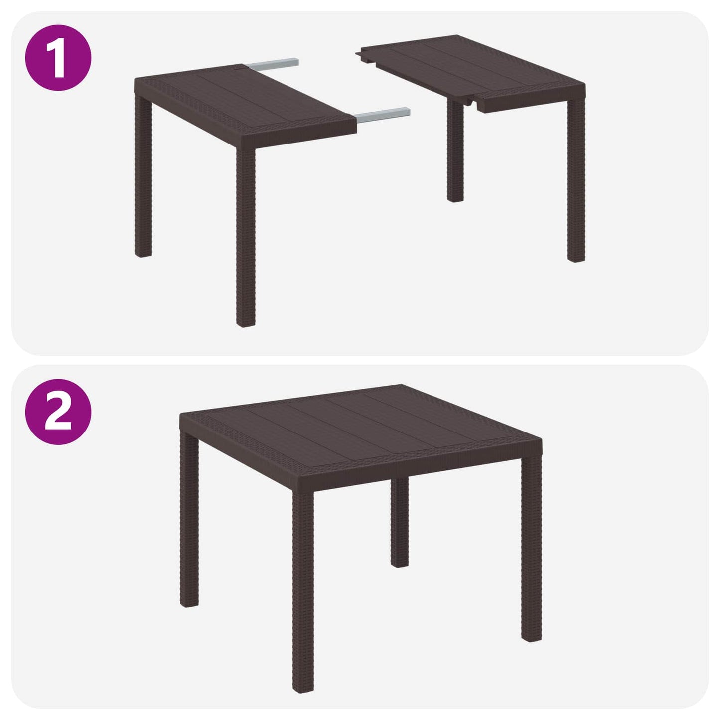 Set da Pranzo per Giardino 3 pcs Marrone Polipropilene