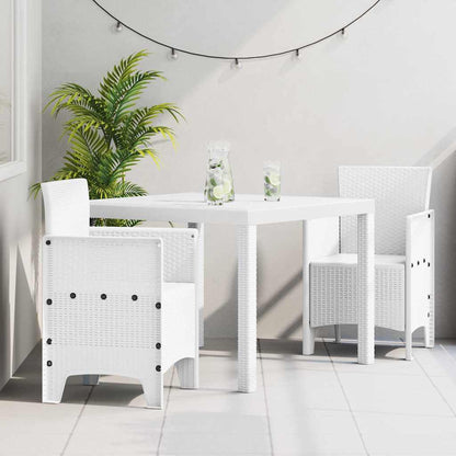 Set da Pranzo per Giardino 3 pcs Bianco Polipropilene