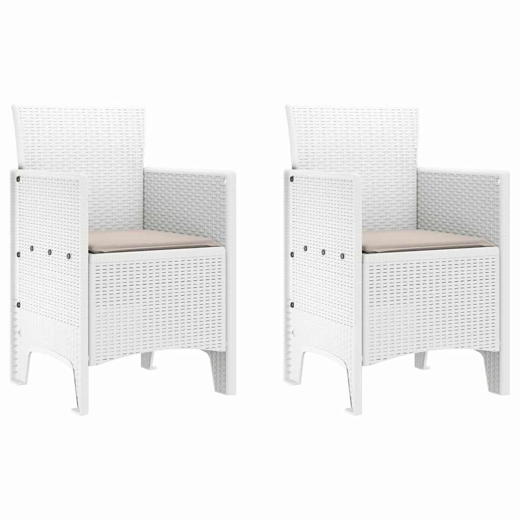 Set da Pranzo per Giardino 3 pcs Bianco Polipropilene