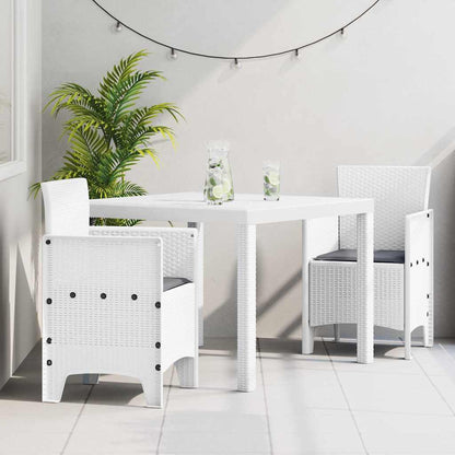 Set da Pranzo per Giardino 3 pcs Bianco Polipropilene