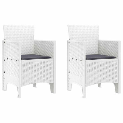 Set da Pranzo per Giardino 3 pcs Bianco Polipropilene