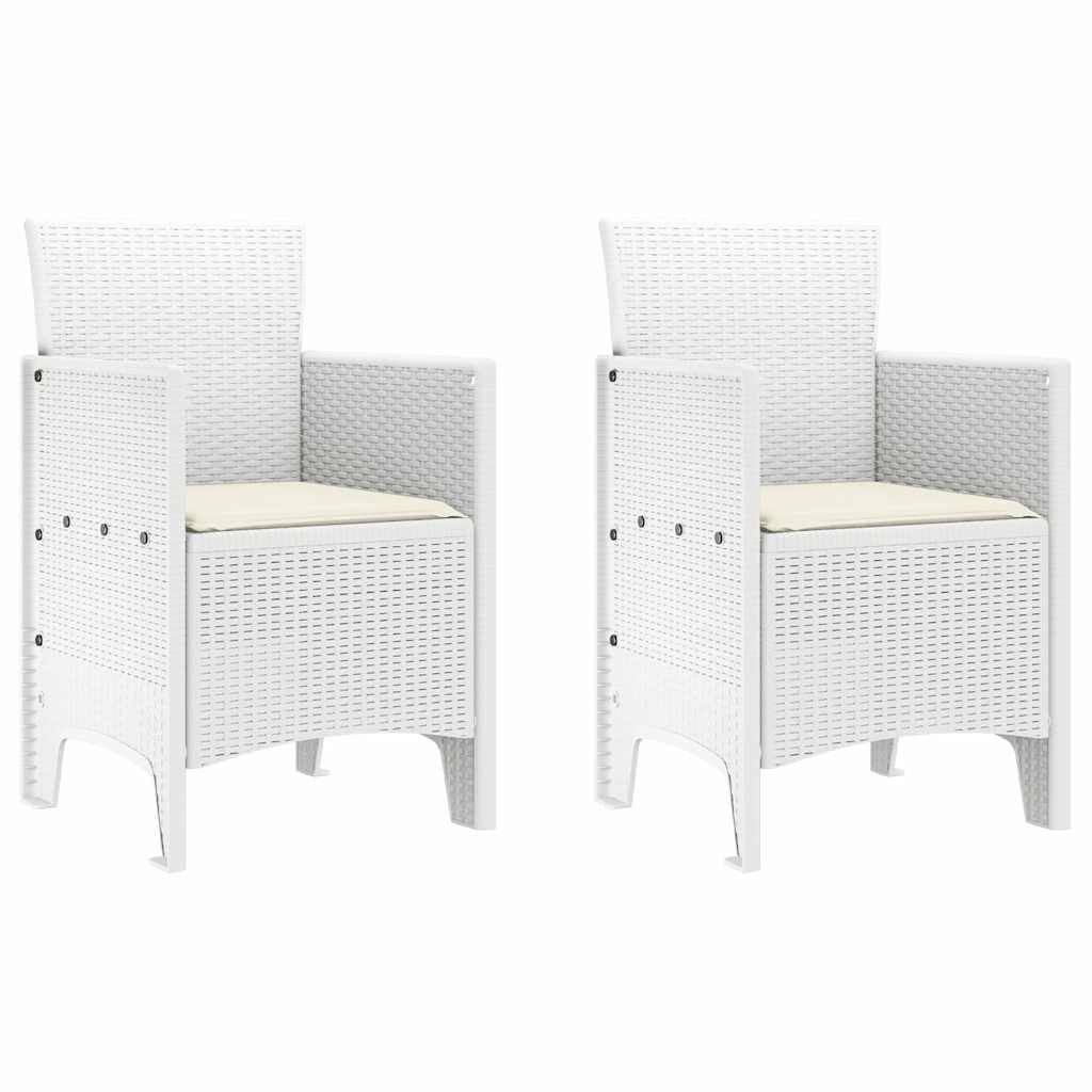 Set da Pranzo per Giardino 3 pcs Bianco Polipropilene