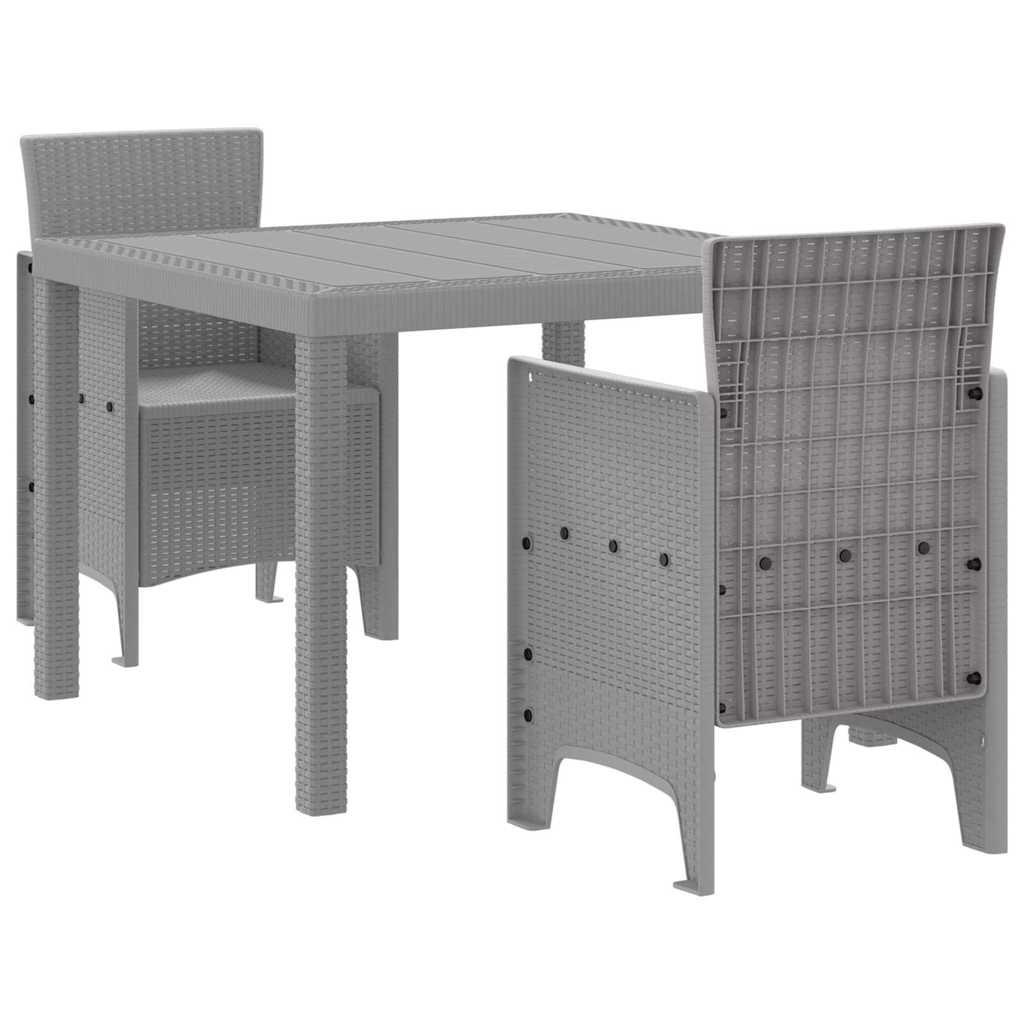 Set da Pranzo per Giardino 3 pcs Grigio chiaro Polipropilene