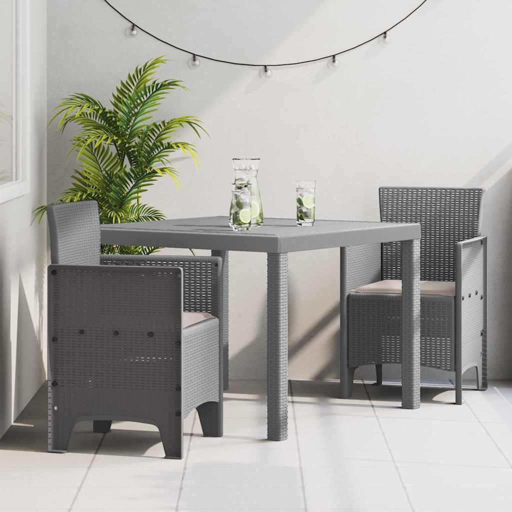 Set da Pranzo per Giardino 3 pcs Grigio chiaro Polipropilene