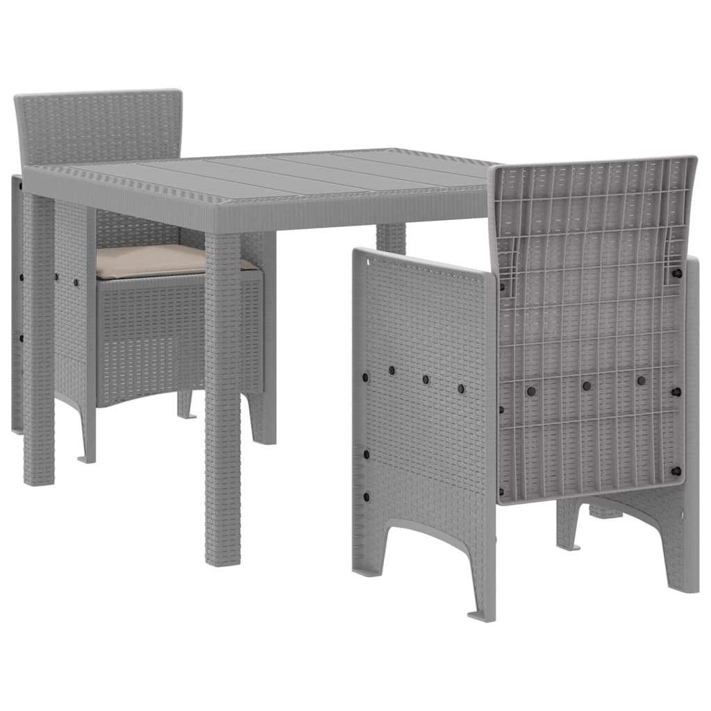 Set da Pranzo per Giardino 3 pcs Grigio chiaro Polipropilene