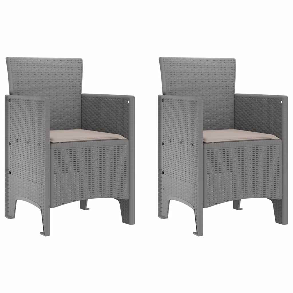 Set da Pranzo per Giardino 3 pcs Grigio chiaro Polipropilene