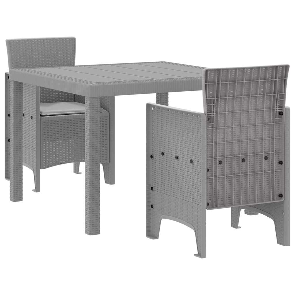 Set da Pranzo per Giardino 3 pcs Grigio chiaro Polipropilene