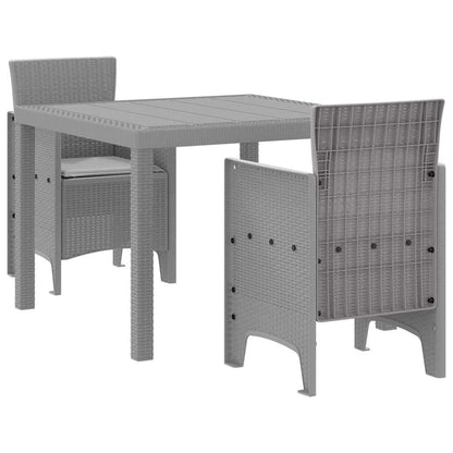 Set da Pranzo per Giardino 3 pcs Grigio chiaro Polipropilene
