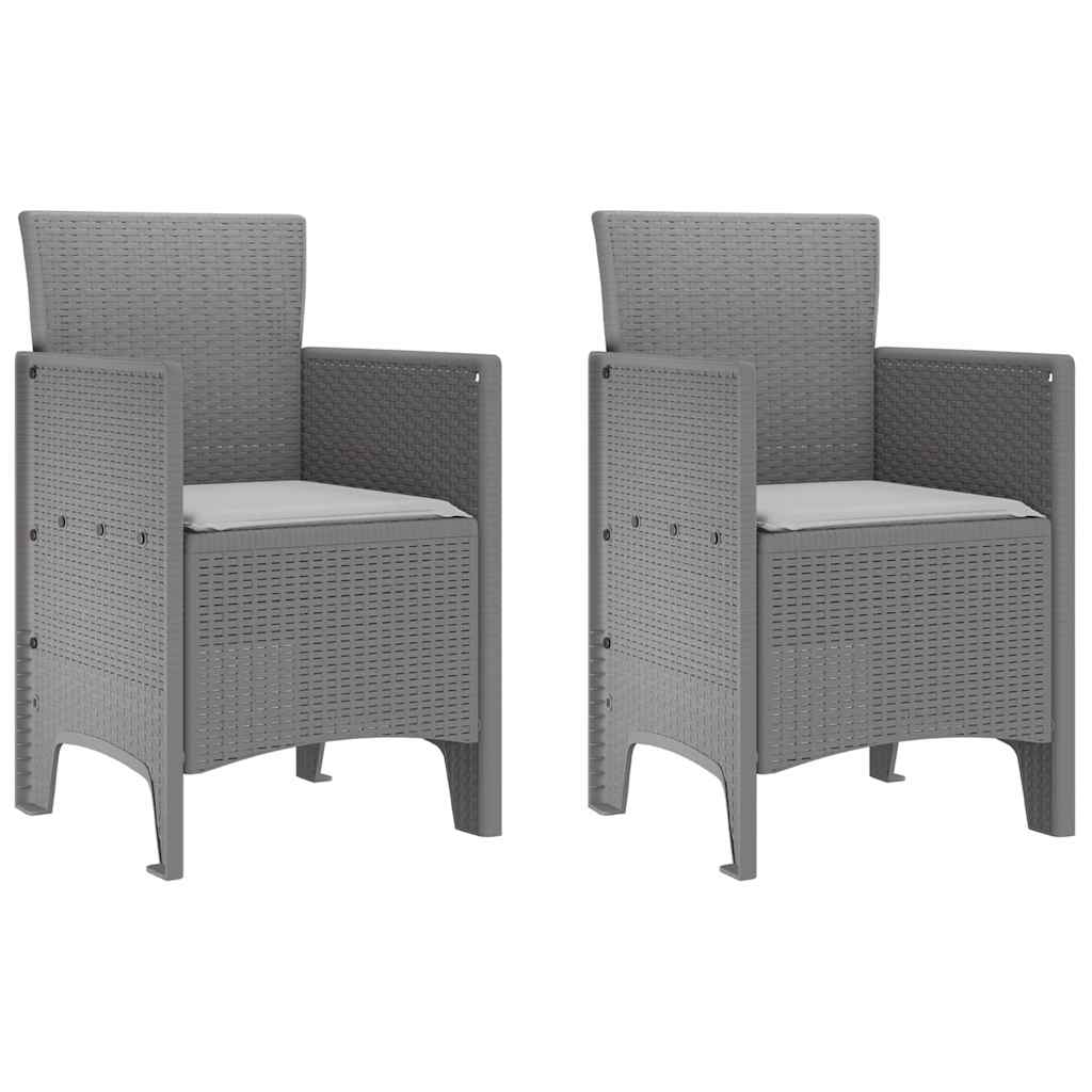 Set da Pranzo per Giardino 3 pcs Grigio chiaro Polipropilene