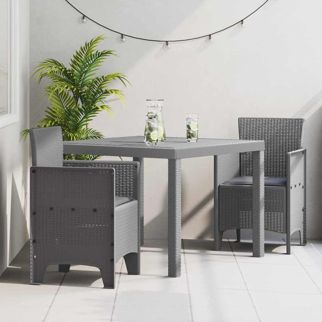 Set da Pranzo per Giardino 3 pcs Grigio chiaro Polipropilene
