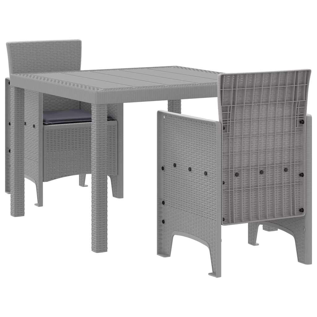 Set da Pranzo per Giardino 3 pcs Grigio chiaro Polipropilene