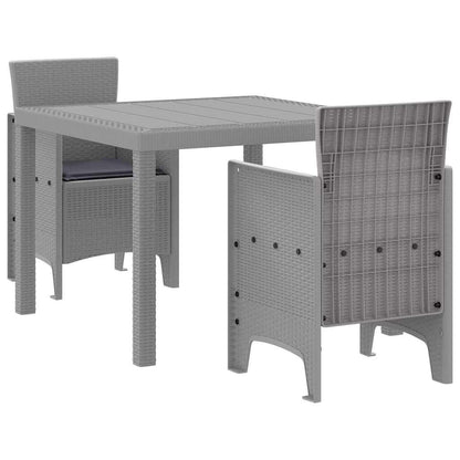 Set da Pranzo per Giardino 3 pcs Grigio chiaro Polipropilene