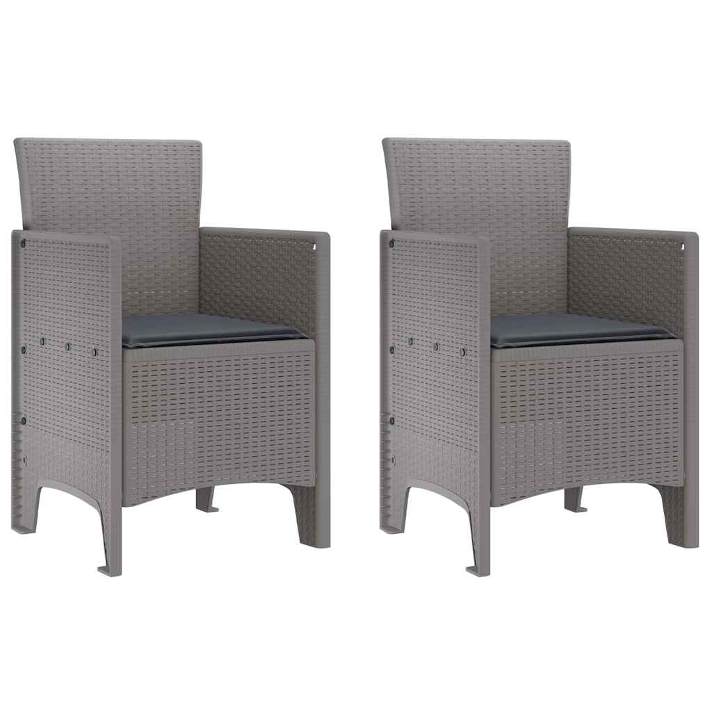 Set da Pranzo per Giardino 3 pcs Grigio chiaro Polipropilene