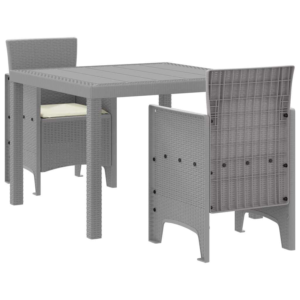 Set da Pranzo per Giardino 3 pcs Grigio chiaro Polipropilene